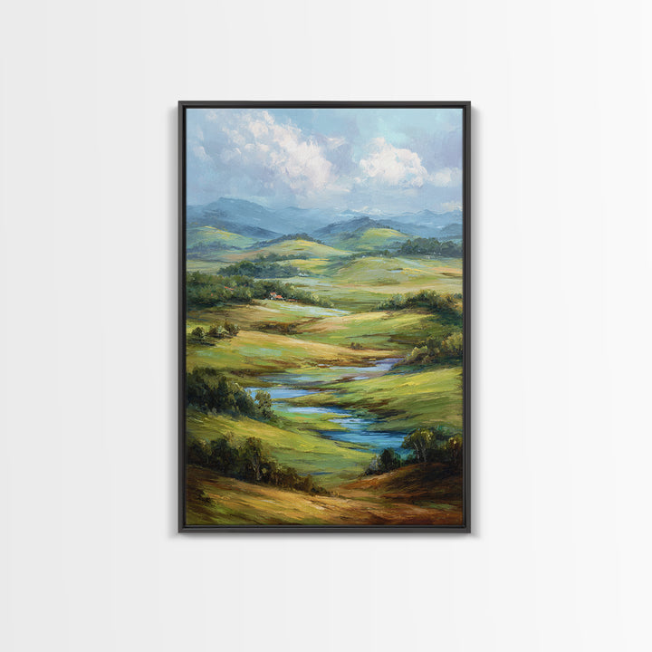 Classic Landscape with Rolling Green Hills Canvas Print, Bed and Breakfast Art, Statement Artwork, Living Room Decor, BAB-2x3-32