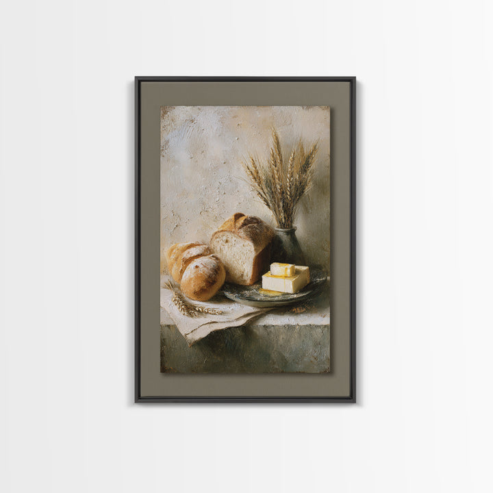 Freshly Baked Bread Framed Canvas Print, Bed and Breakfast Art, Contemporary Art, Living Room Decor, Fine Art, BAB-2x3-4