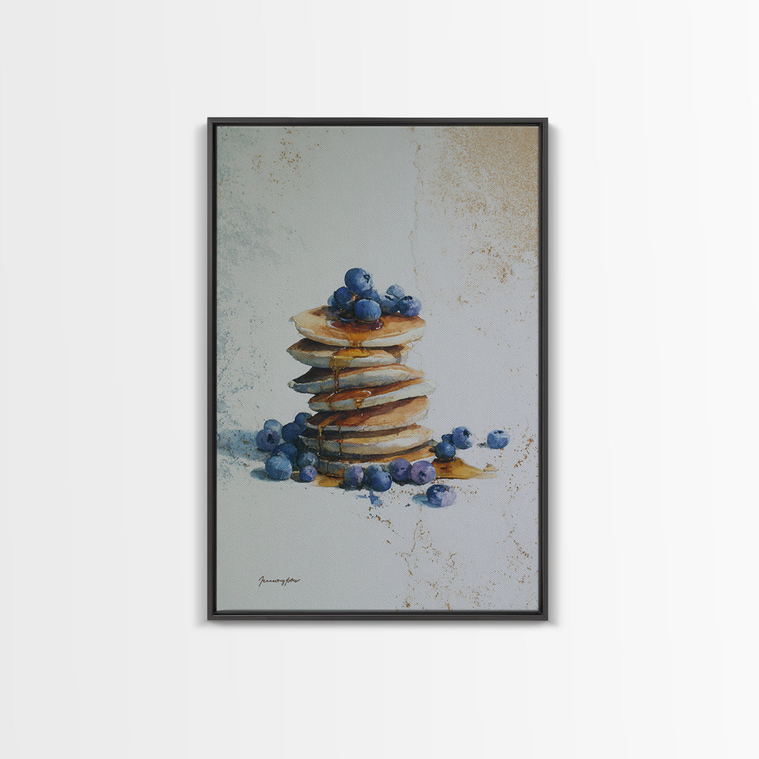 Blueberry Pancakes Still Life Canvas Print, Bed and Breakfast Art, Contemporary Art, Living Room Decor, Fine Art, BAB-2x3-40
