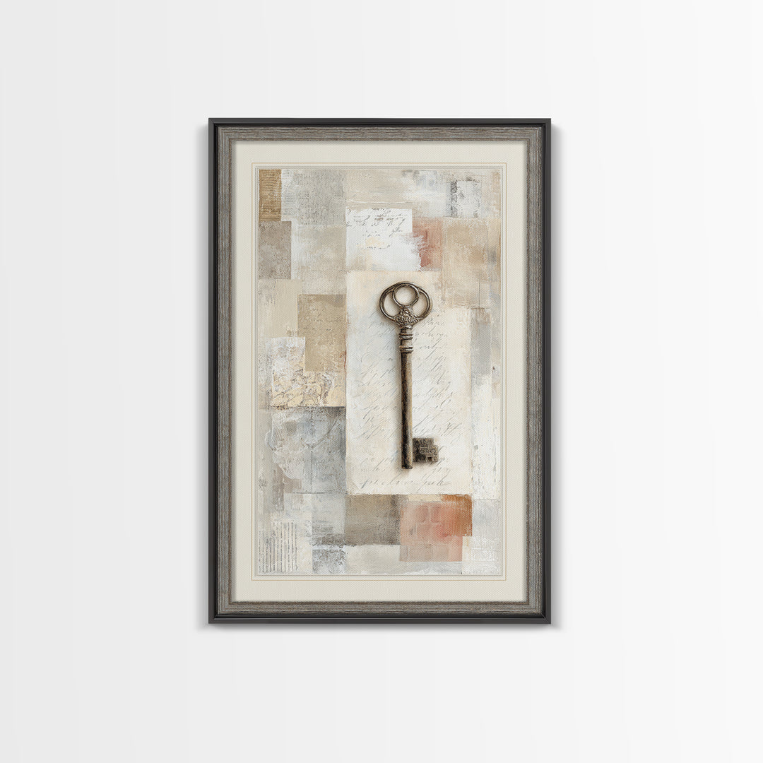 Antique Key and Handwritten Letter Arrangement Without Canvas Print, Bed and Breakfast Art, Bedroom Decor, Living Room Decor, BAB-2x3-41
