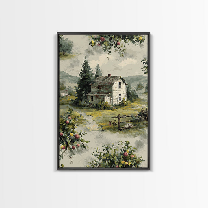 Apple Orchard Scene Canvas Print, Bed and Breakfast Art, Wood Wall Art, Living Room Decor, Fine Art, Farmhouse Wall Art, BAB-2x3-45