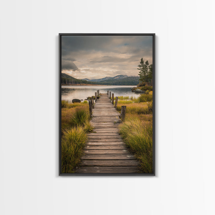 Quiet Lake Dock at Early Morning Canvas Print, Bed and Breakfast Art, Decor, Living Room Decor, Fine Art, Dopamine Decor, BAB-2x3-54
