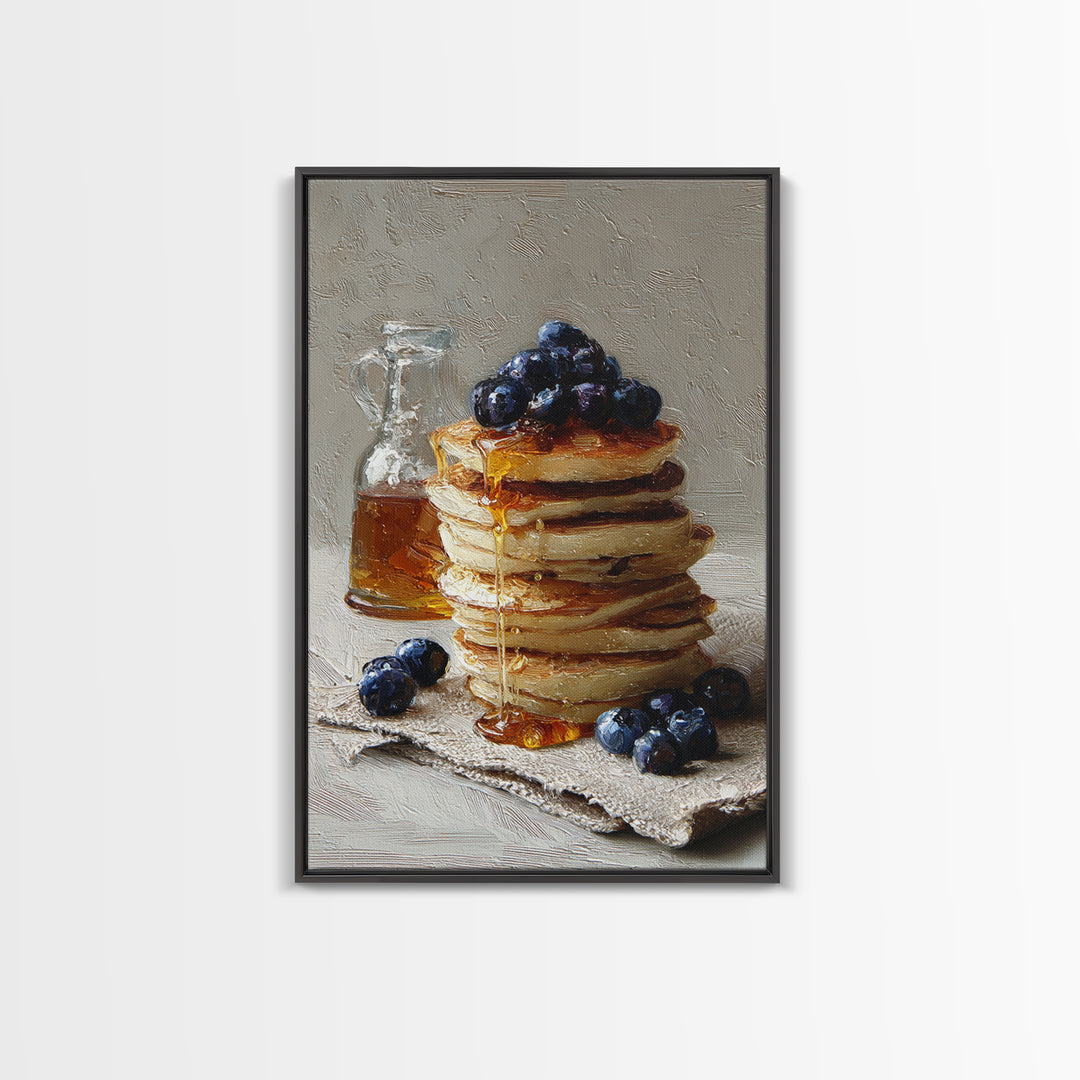 Blueberry Pancakes Still Life Framed Canvas Print, Bed and Breakfast Art, Print, Living Room Decor, Fine Art, BAB-2x3-64