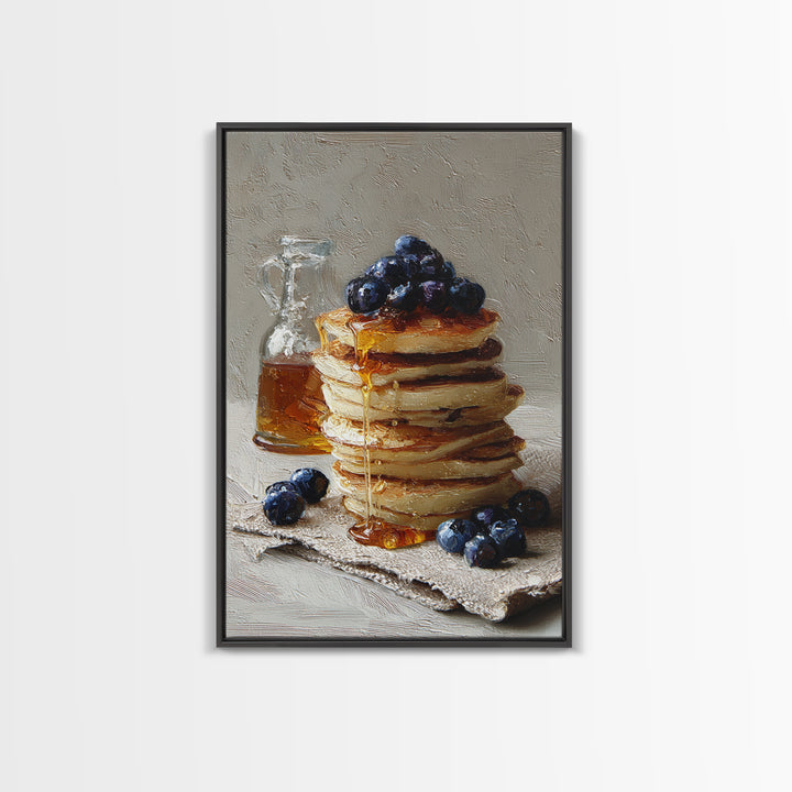 Blueberry Pancakes Still Life Framed Canvas Print, Bed and Breakfast Art, Print, Living Room Decor, Fine Art, BAB-2x3-64