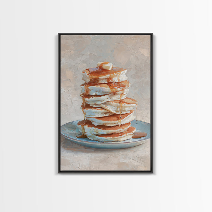 Blueberry Pancakes Still Life Framed Canvas Print, Bed and Breakfast Art, Dopamine Decor, Living Room Decor, Fine Art, BAB-2x3-88