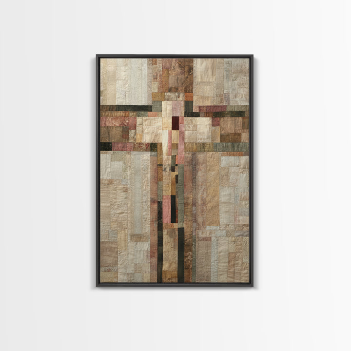 Quilt Pattern Folk Art Composition Canvas Print, Bed and Breakfast Art, Folk Art, Living Room Decor, Fine Art, BAB-2x3-91
