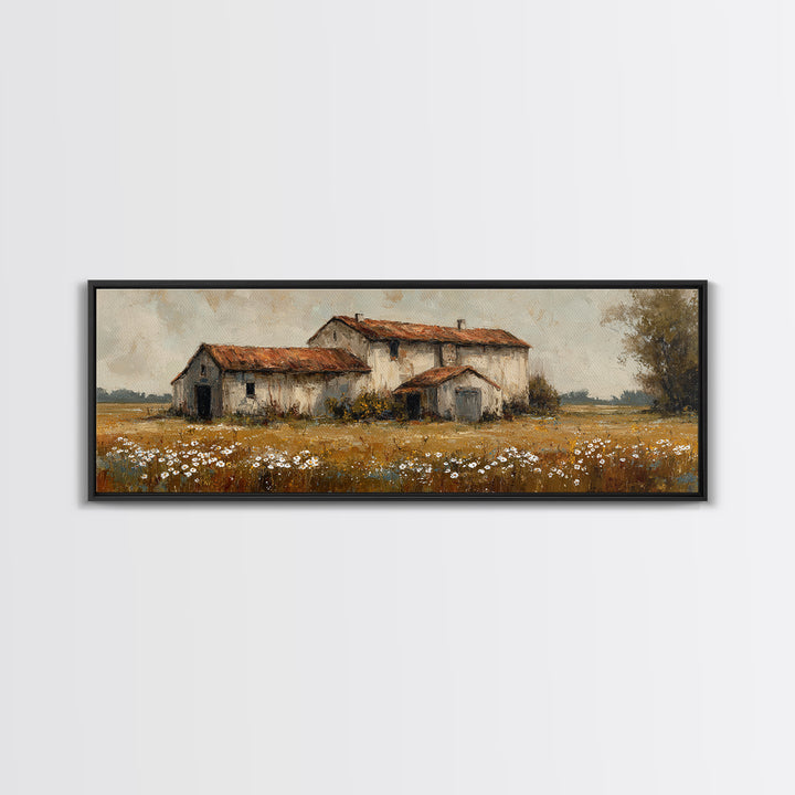 Rooster and Wildflower Country Portrait Canvas Print, Bed and Breakfast Art, Rustic Home Decor, Living Room Decor, Fine Art, BAB-3x1-11