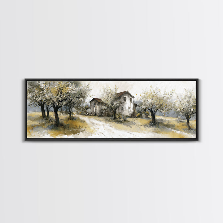 Apple Orchard Scene Canvas Print, Bed and Breakfast Art, Farmhouse Wall Decor, Living Room Decor, Oil Painting, BAB-3x1-29