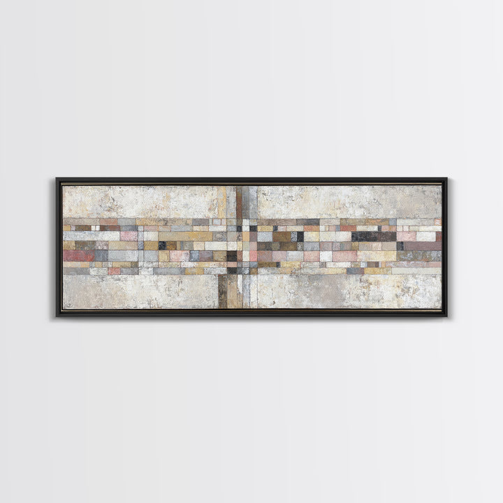 Quilt Pattern Folk Art Composition Canvas Print, Bed and Breakfast Art, Fine Art Print, Living Room Decor, Fine Art, BAB-3x1-3