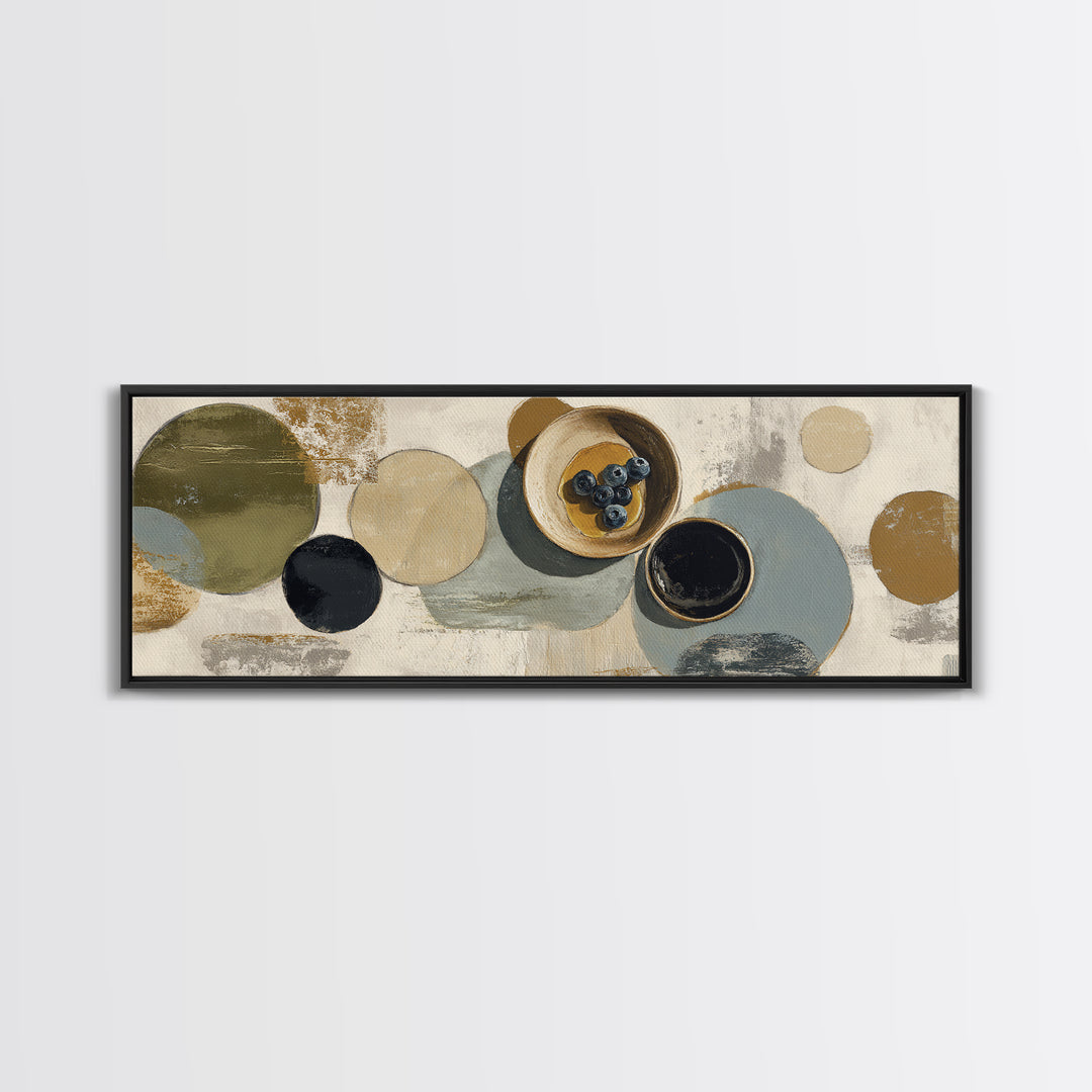 Blueberry Pancakes Still Life Canvas Print, Bed and Breakfast Art, Textured Painting, Living Room Decor, Fine Art, BAB-3x1-48
