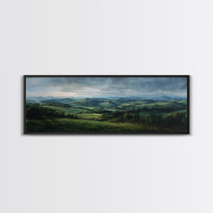 Classic Landscape with Rolling Green Hills Canvas Print, Bed and Breakfast Art, Luxury Decor, Living Room Decor, BAB-3x1-64