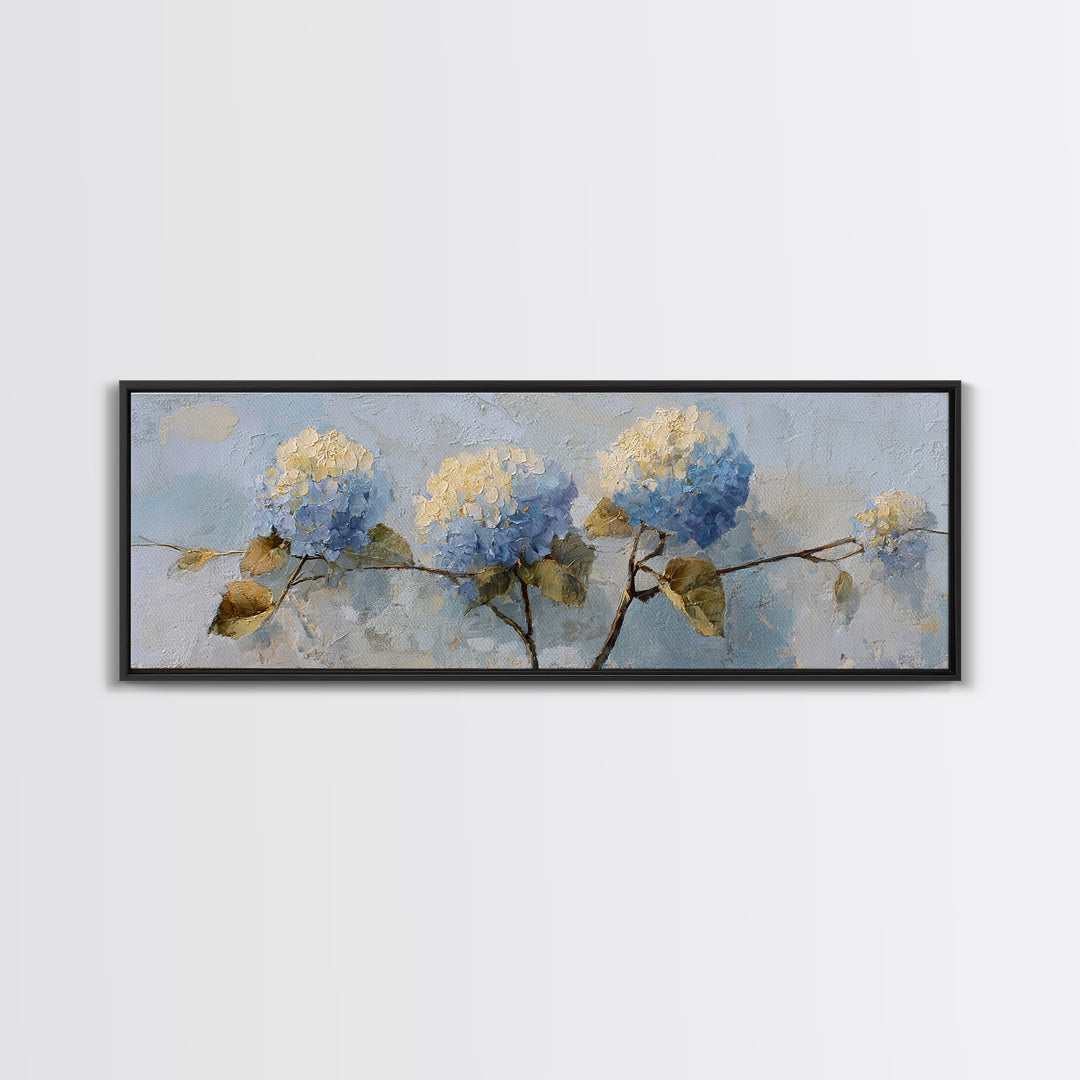 Sunlit Hydrangeas on a Windowsill Canvas Print, Bed and Breakfast Art, Farmhouse Wall Decor, Living Room Decor, BAB-3x1-74