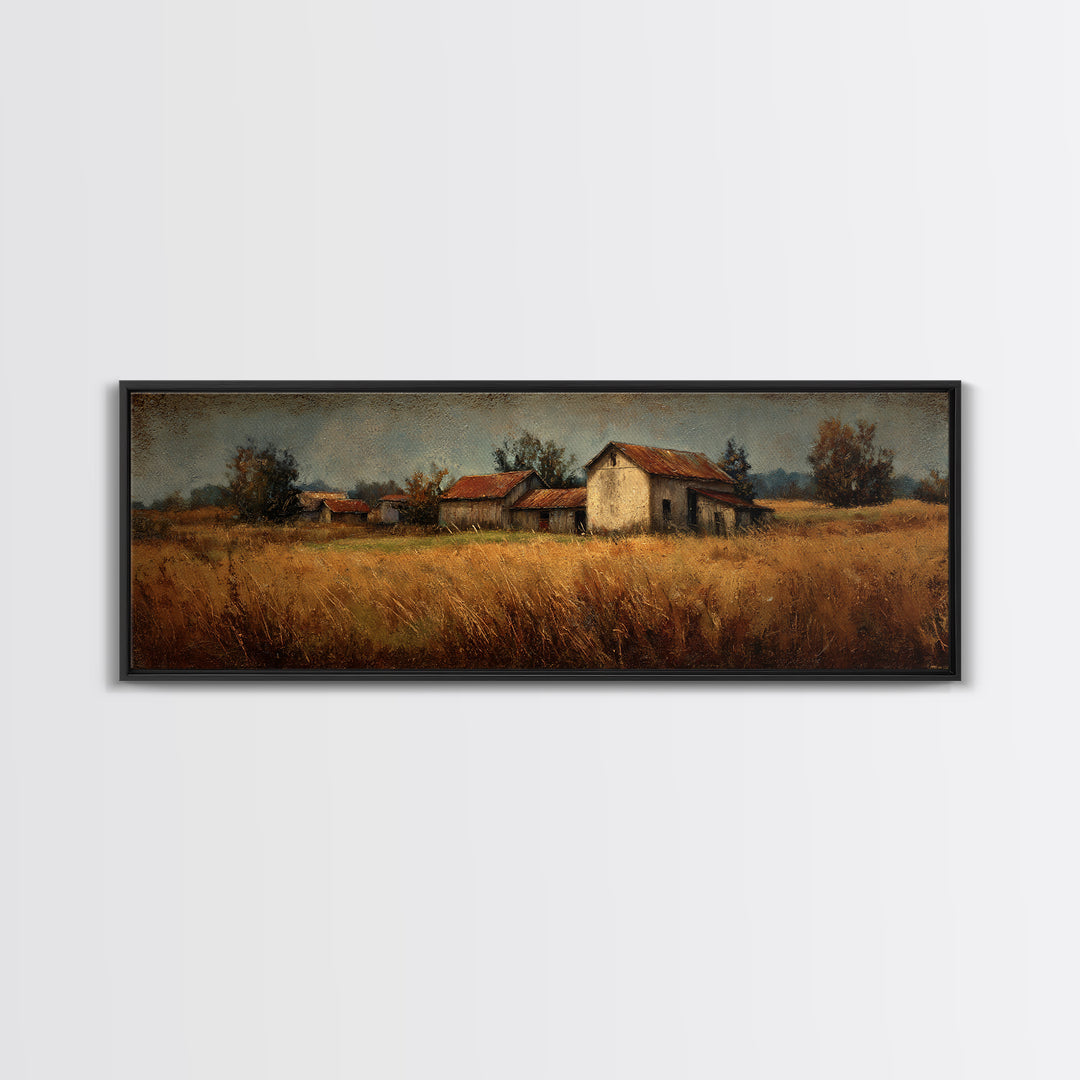 Apple Orchard Scene Framed Canvas Print, Bed and Breakfast Art, Coffee Wall Art, Living Room Decor, Fine Art, BAB-3x1-77