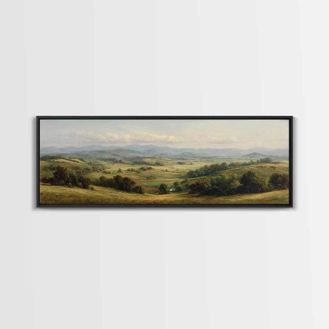 Classic Landscape with Rolling Green Hills Canvas Print, Bed and Breakfast Art, Wall Art, Living Room Decor, Fine Art, BAB-3x1-88