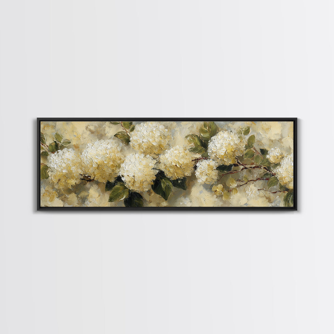 Sunlit Hydrangeas on a Windowsill Canvas Print, Bed and Breakfast Art, Coffee Wall Art, Living Room Decor, Fine Art, BAB-3x1-98