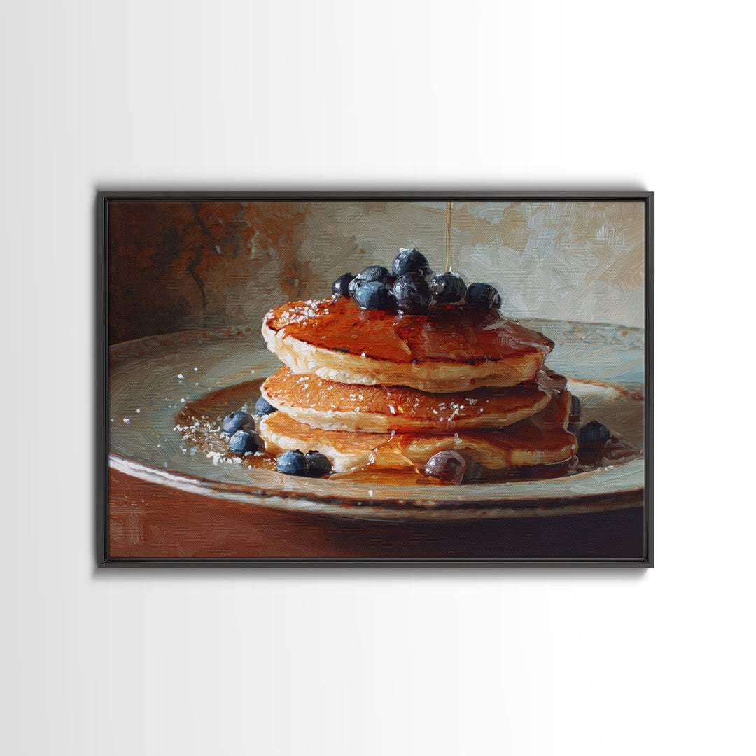 Blueberry Pancakes Still Life Canvas Print, Bed and Breakfast Art, Above Bed Decor, Living Room Decor, Fine Art, BAB-3x2-12