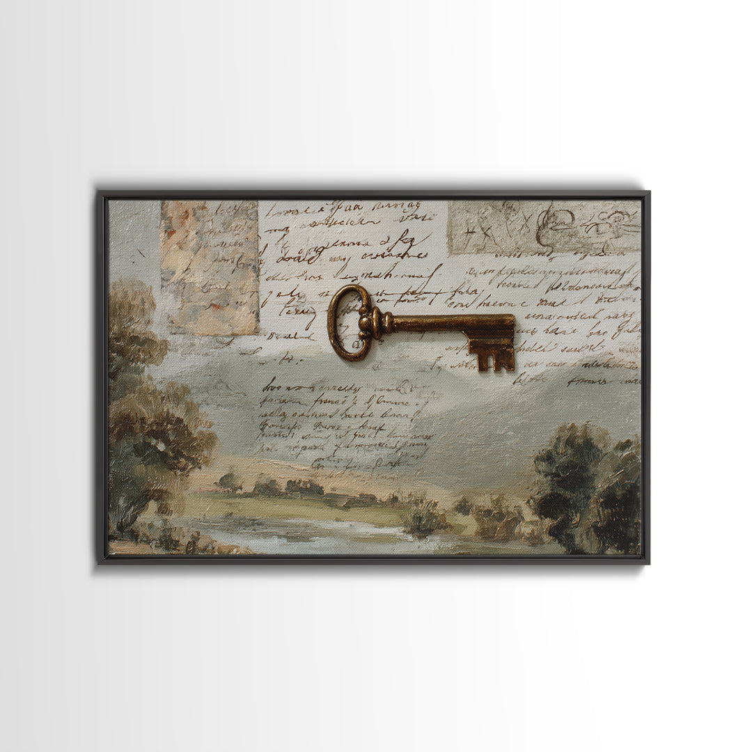 Antique Key and Handwritten Letter Arrangement Without Canvas Print, Bed and Breakfast Art, Coffee Art, Living Room Decor, BAB-3x2-13