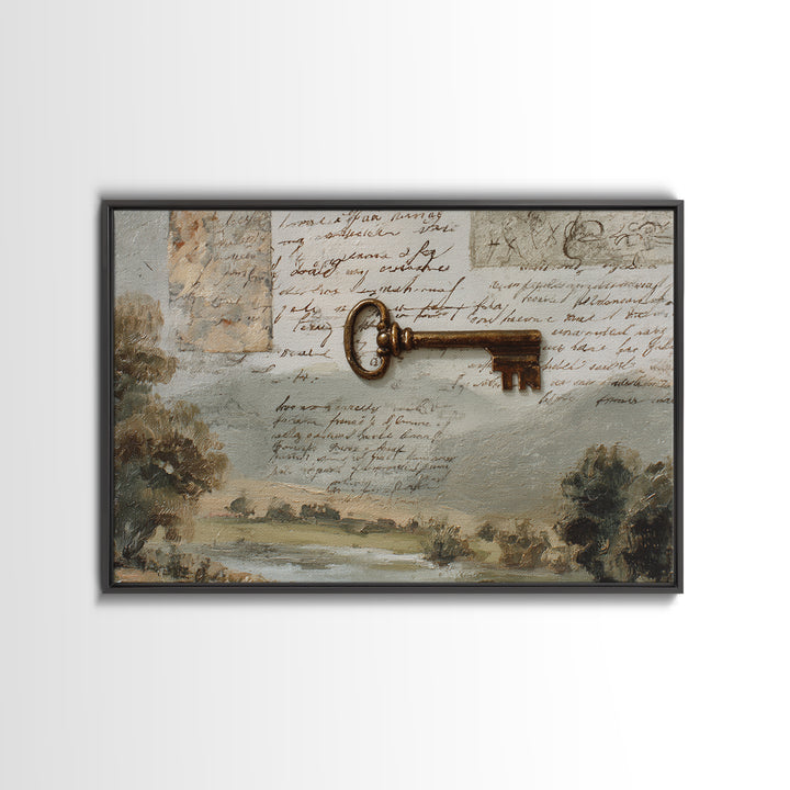 Antique Key and Handwritten Letter Arrangement Without Canvas Print, Bed and Breakfast Art, Coffee Art, Living Room Decor, BAB-3x2-13
