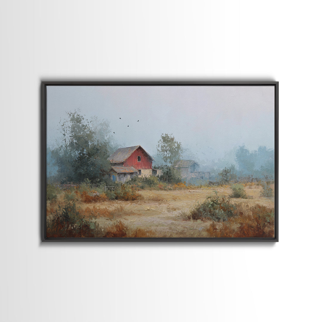 Old Farmhouse Landscape Framed Canvas Print, Bed and Breakfast Art, Room Decor, Living Room Decor, Fine Art, BAB-3x2-35