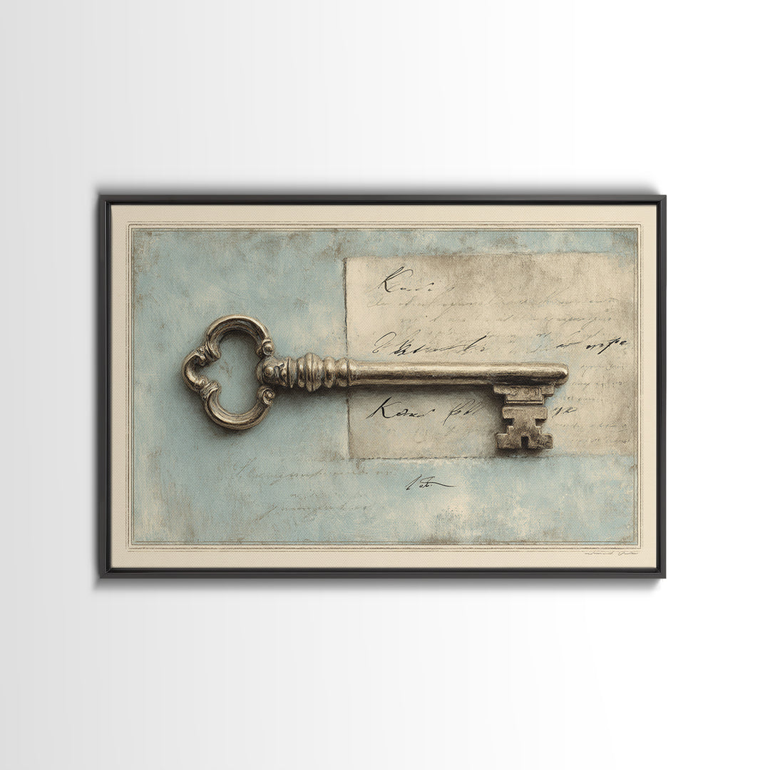 Antique Key and Handwritten Letter Arrangement Without Canvas Print, Bed and Breakfast Art, Bedroom Art, Living Room Decor, BAB-3x2-37