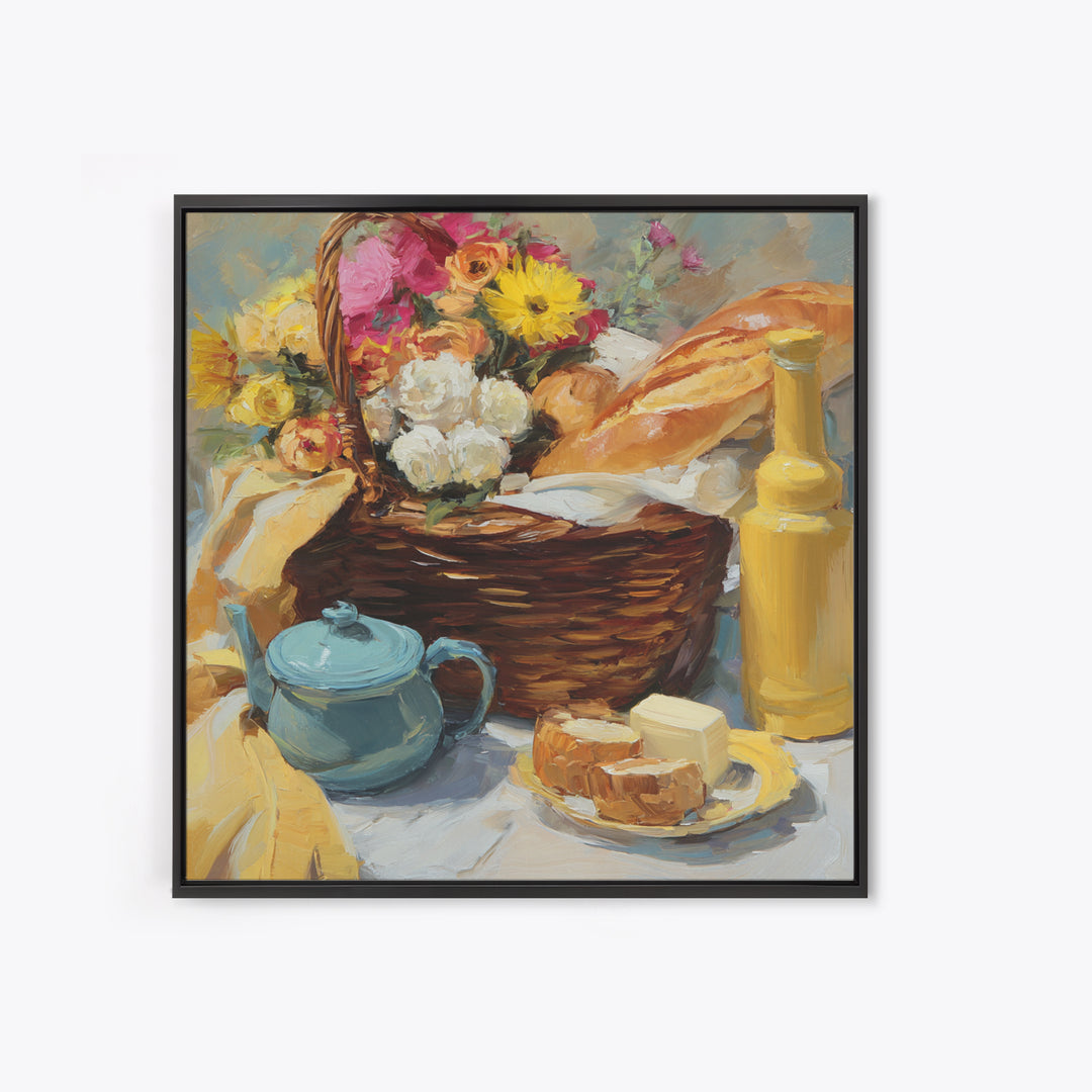 French Market Basket Filled Canvas Print, Bakery Art, Kitchen Art Print, Bakery Decor, Fine Art, Patisserie, Modern Decor, BAK-1x1-18