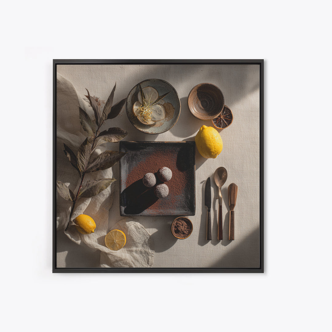 Chocolate Truffle Still Life Canvas Print, Bakery Art, Food Art, Bakery Decor, Watercolor Art, Patisserie, Kids Art, BAK-1x1-19