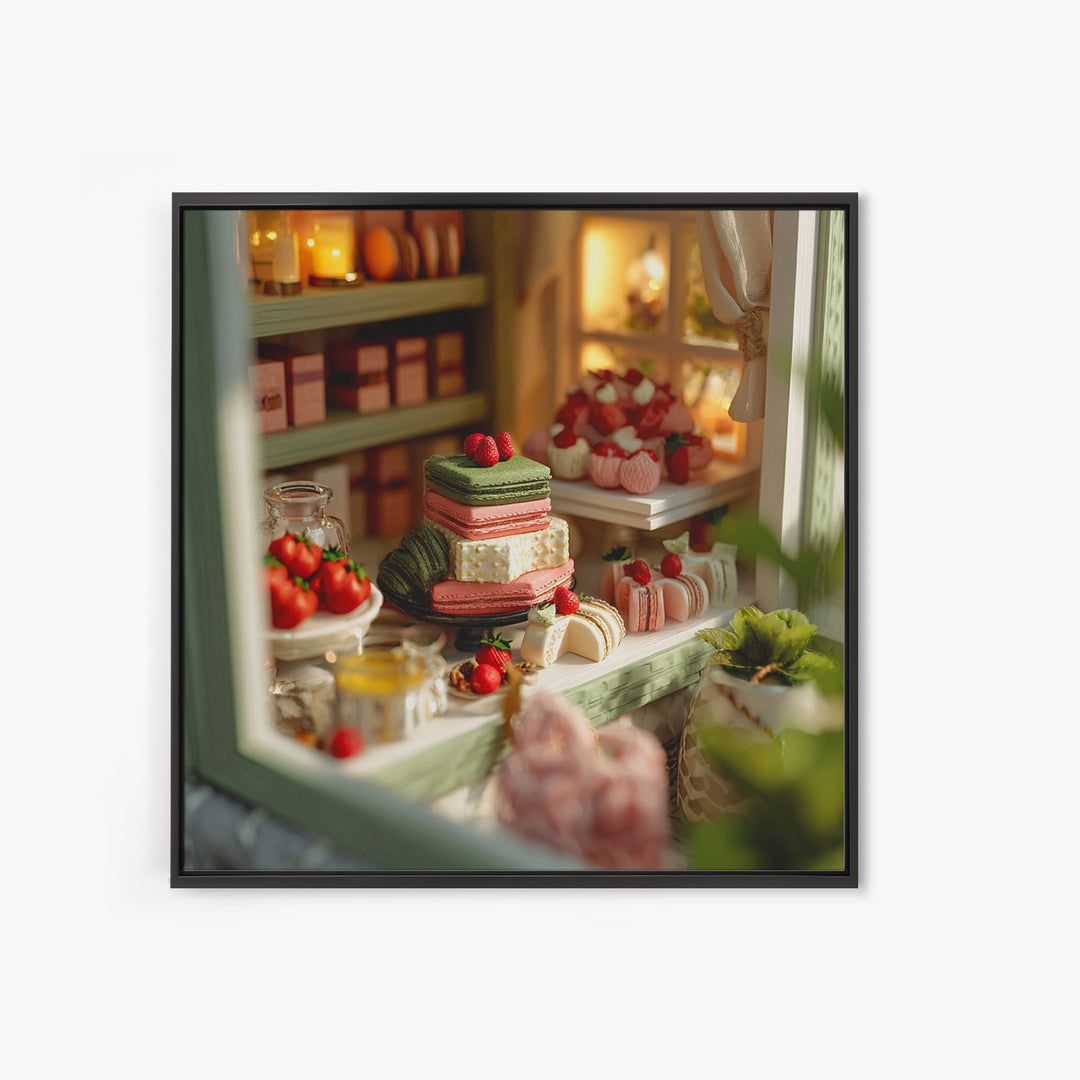 French Patisserie Window Display of Pastel Pastries Canvas Print, Bakery Art, Neutral Wall Art, Bakery Decor, Patisserie, BAK-1x1-2