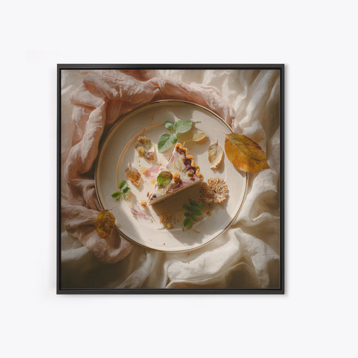 Cherry Tart Still Life Framed Canvas Print, Bakery Art, Textured Painting, Bakery Decor, Fine Art, Patisserie, Printable Art, BAK-1x1-29