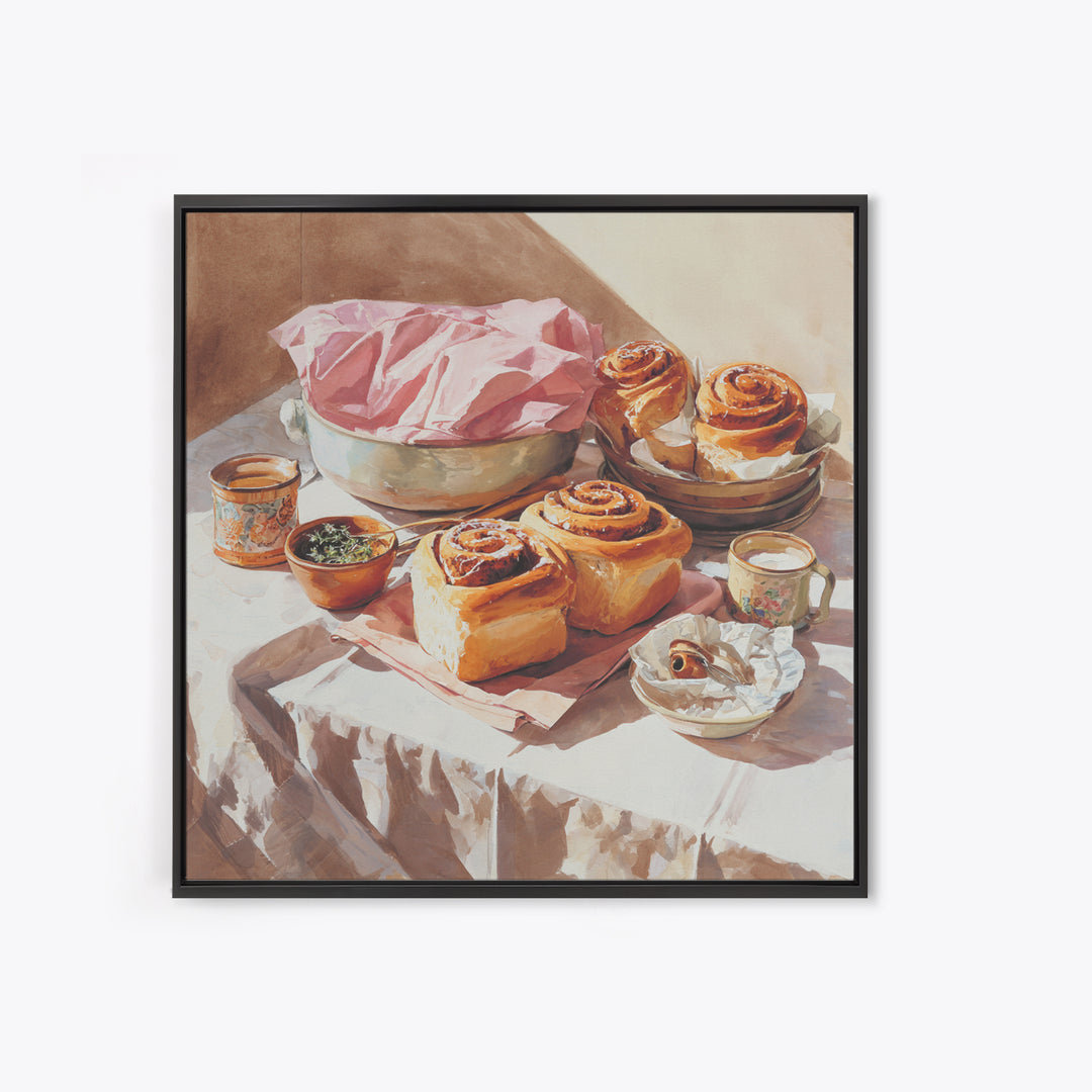 Cinnamon Rolls in a Warm Country Kitchen Canvas Print, Bakery Art, Digital Download Art, Bakery Decor, Fine Art, Patisserie, BAK-1x1-35