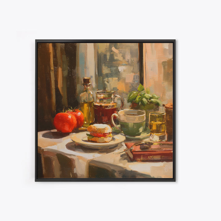 Painterly Eclair and Coffee Still Life Canvas Print, Bakery Art, Printable Art, Bakery Decor, Watercolor Art, Patisserie, BAK-1x1-36