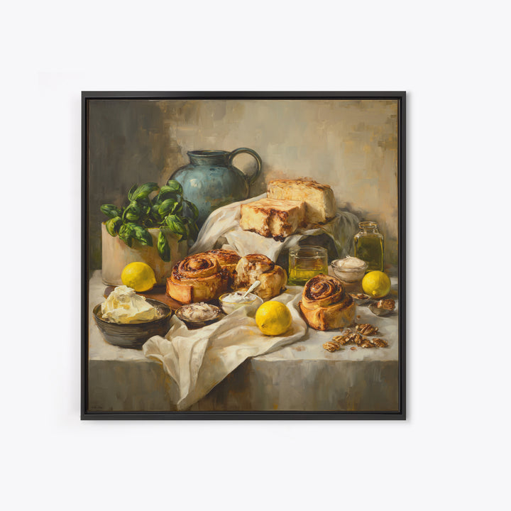 Cinnamon Rolls in a Warm Country Kitchen Canvas Print, Bakery Art, Gallery Decor, Bakery Decor, Fine Art, Patisserie, BAK-1x1-59