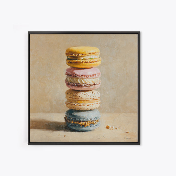 Single Perfect Macaron Tower Canvas Print, Bakery Art, Statement Artwork, Bakery Decor, Fine Art, Patisserie, Art Print, BAK-1x1-75