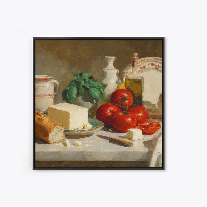 Baguette and Butter Still Life on Marble Framed Canvas Print, Bakery Art, Digital Print, Bakery Decor, Fine Art, Patisserie, BAK-1x1-8