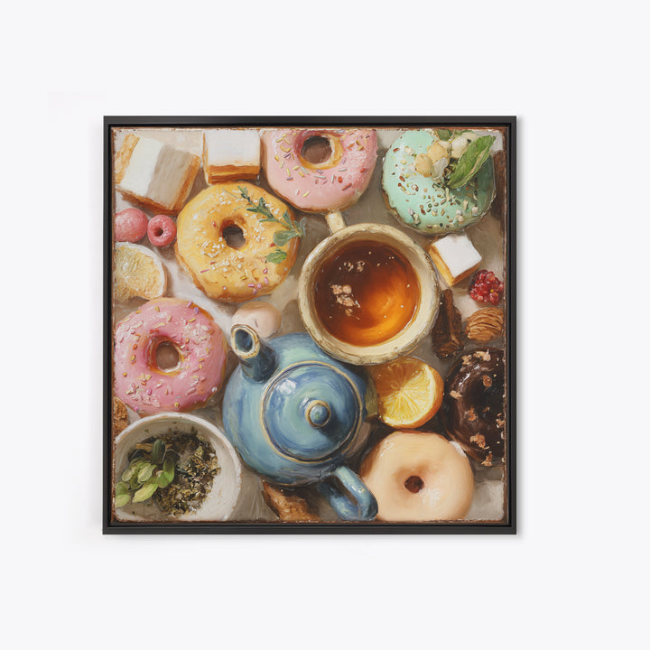 Whimsical Donut Assortment Canvas Print, Bakery Art, Statement Artwork, Bakery Decor, Fine Art, Patisserie, Art Print, BAK-1x1-9