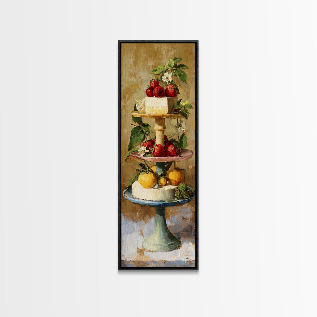 Pastel Cake Stand Canvas Print, Bakery Art, Kitchen Art, Bakery Decor, Patisserie, Neutral Wall Art, Aesthetic Wall Art, BAK-1x3-25