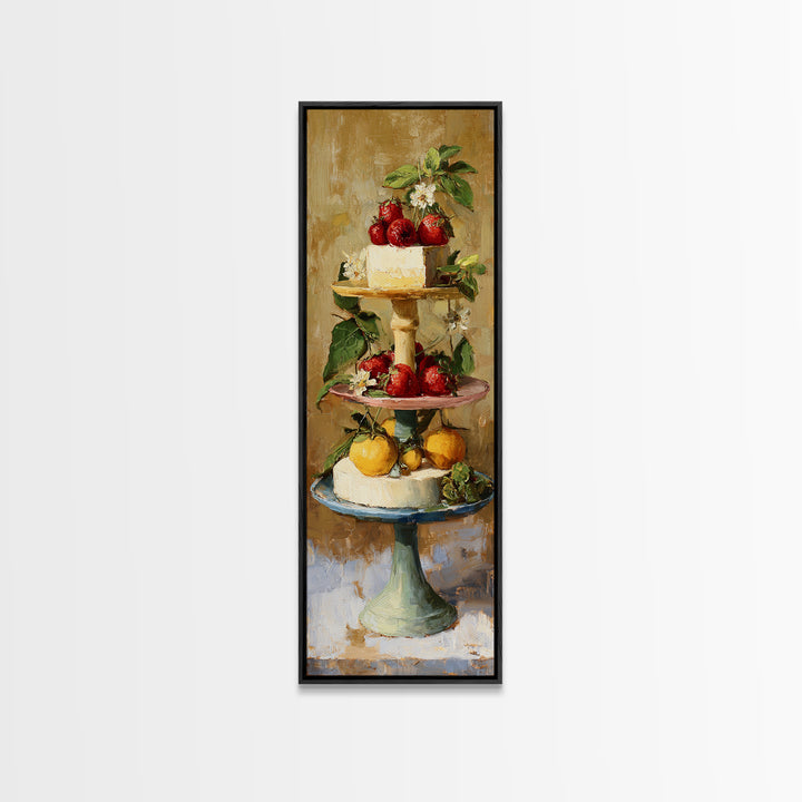 Pastel Cake Stand Canvas Print, Bakery Art, Kitchen Art, Bakery Decor, Patisserie, Neutral Wall Art, Aesthetic Wall Art, BAK-1x3-25