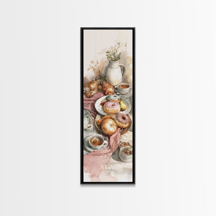 Whimsical Donut Assortment Framed Canvas Print, Bakery Art, Wall Art, Bakery Decor, Oil Painting, Patisserie, BAK-1x3-45