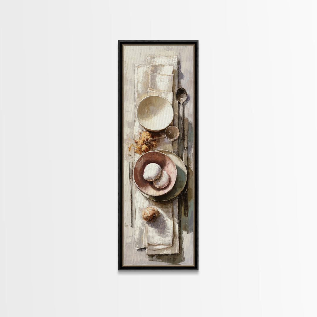 Painterly Eclair and Coffee Still Life Canvas Print, Bakery Art, Printable Art, Bakery Decor, Watercolor Art, Patisserie, BAK-1x3-48