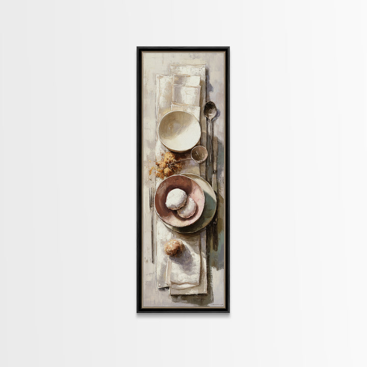 Painterly Eclair and Coffee Still Life Canvas Print, Bakery Art, Printable Art, Bakery Decor, Watercolor Art, Patisserie, BAK-1x3-48