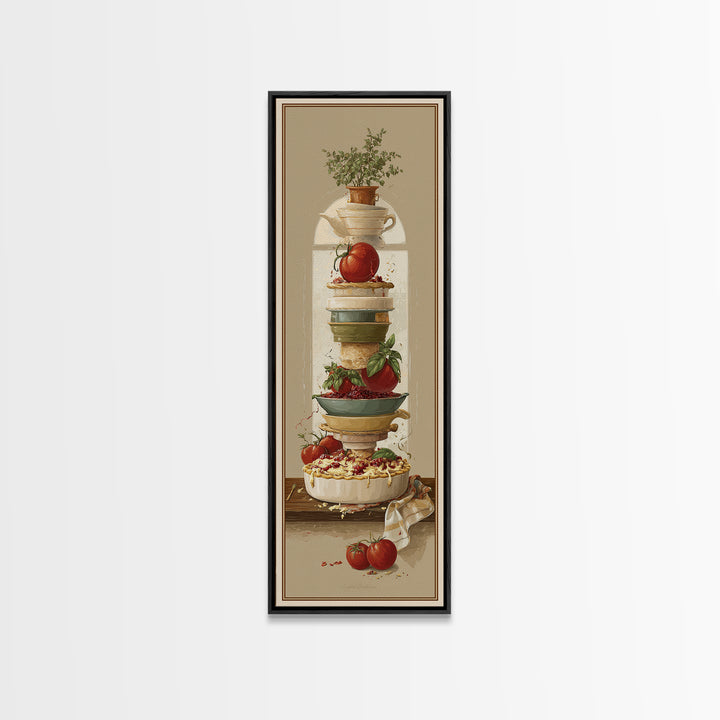Retro Diner Pie Illustration Framed Canvas Print, Bakery Art, Kitchen Art, Bakery Decor, Fine Art, Patisserie, Neutral Wall Art, BAK-1x3-52