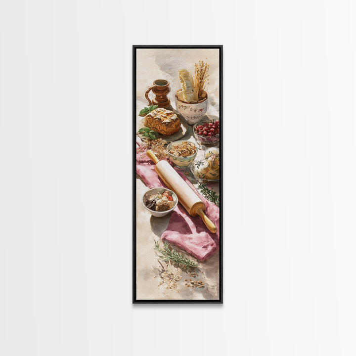 Patisserie Pattern of Rolling Pins and Pastries Canvas Print, Bakery Art, Bakery Decor, Abstract Art, Patisserie, BAK-1x3-57