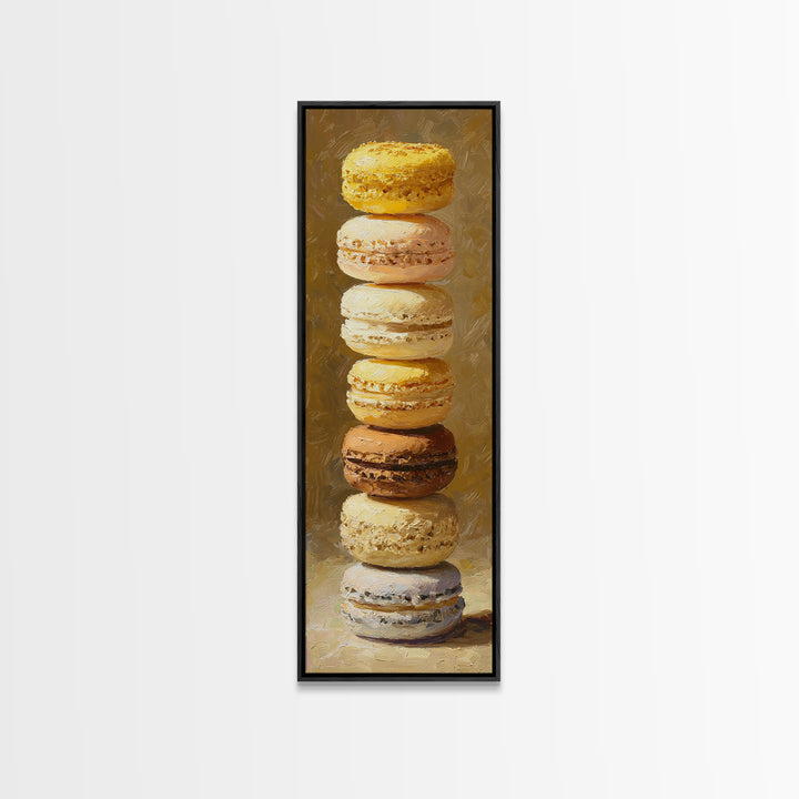 Single Perfect Macaron Tower Canvas Print, Bakery Art, Bakery, Bakery Decor, Oil Painting, Patisserie, Minimalist Decor, BAK-1x3-63
