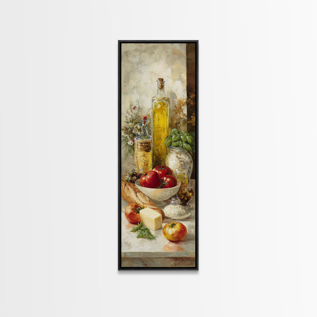 Baguette and Butter Still Life on Marble Canvas Print, Bakery Art, Digital Download Art, Bakery Decor, Fine Art, Patisserie, BAK-1x3-68