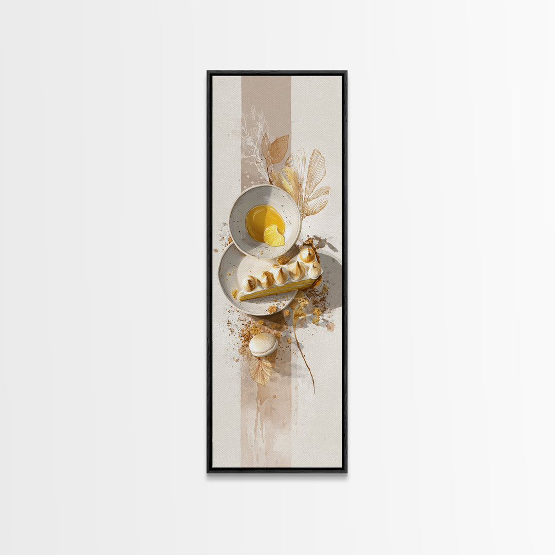 Lemon Meringue Pie Slice Framed Canvas Print, Bakery Art, Modern Decor, Bakery Decor, Fine Art, Patisserie, Wall Decor, BAK-1x3-70