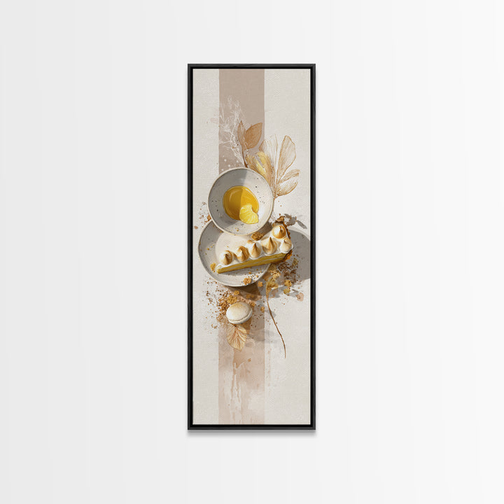 Lemon Meringue Pie Slice Framed Canvas Print, Bakery Art, Modern Decor, Bakery Decor, Fine Art, Patisserie, Wall Decor, BAK-1x3-70