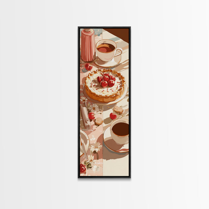 Retro Diner Pie Illustration Framed Canvas Print, Bakery Art, Watercolor Print, Bakery Decor, Oil Painting, Patisserie, BAK-1x3-76
