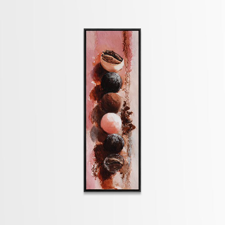 Chocolate Truffle Still Life Framed Canvas Print, Bakery Art, Fine Art, Bakery Decor, Patisserie, Textured Painting, BAK-1x3-79
