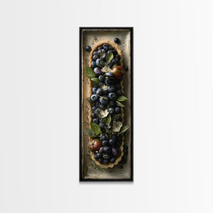 Blueberry Galette with Rustic Farmhouse Texture Framed Canvas Print, Bakery Art, Kids Art, Bakery Decor, Fine Art, Patisserie, BAK-1x3-83