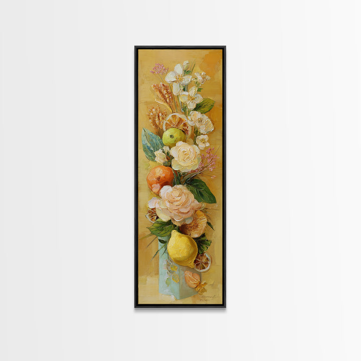 Cupcake Bouquet Painted Framed Canvas Print, Bakery Art, Boho Decor, Bakery Decor, Oil Painting, Patisserie, Printable Wall Art, BAK-1x3-91