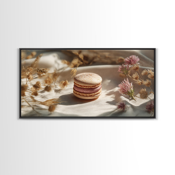 Single Perfect Macaron Tower Framed Canvas Print, Bakery Art, Printable Art, Bakery Decor, Watercolor Art, Patisserie, BAK-2x1-23
